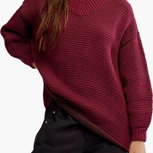 NWT Free People Maisie Oversized Sweater in Cranberry Fudge XL (L tag)